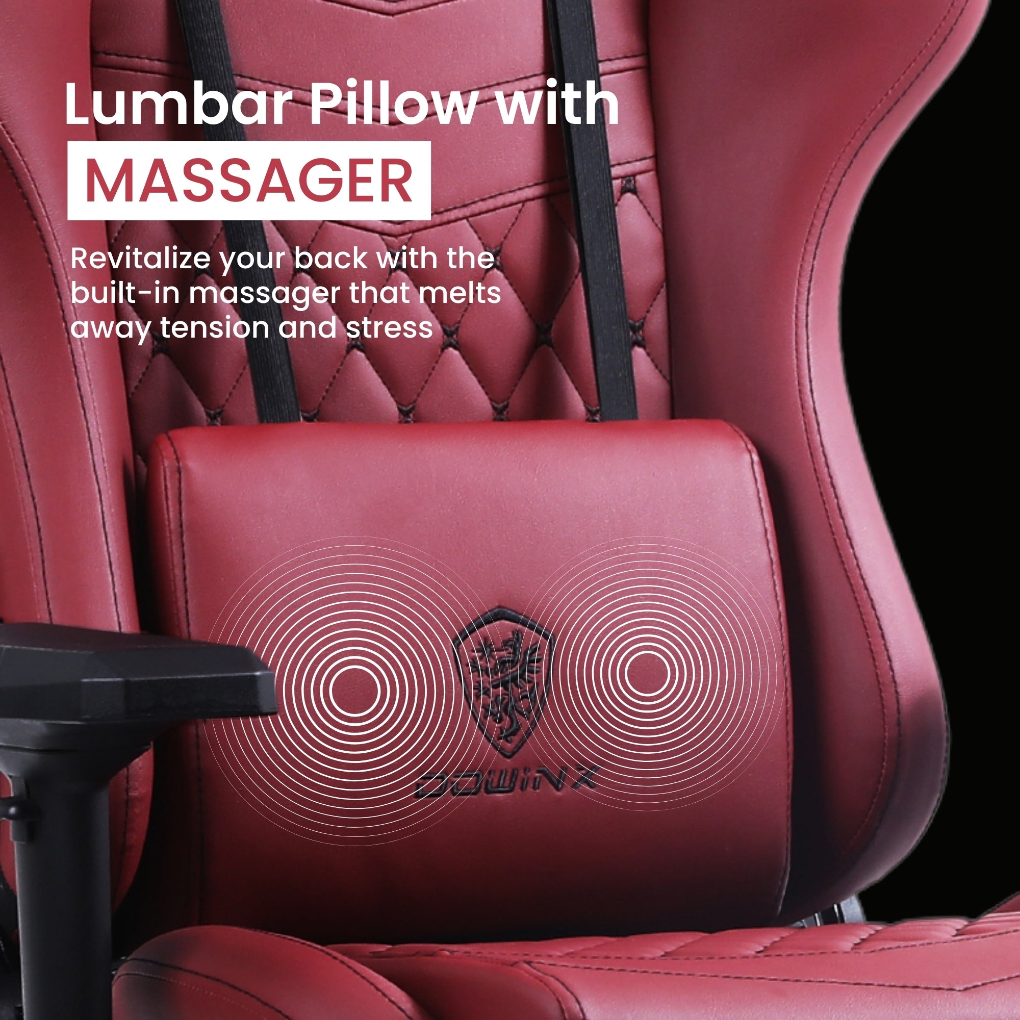 Dowinx Premium Leather Gaming Chair (Red) | 4D Arm | Massage Cushion | Footrest