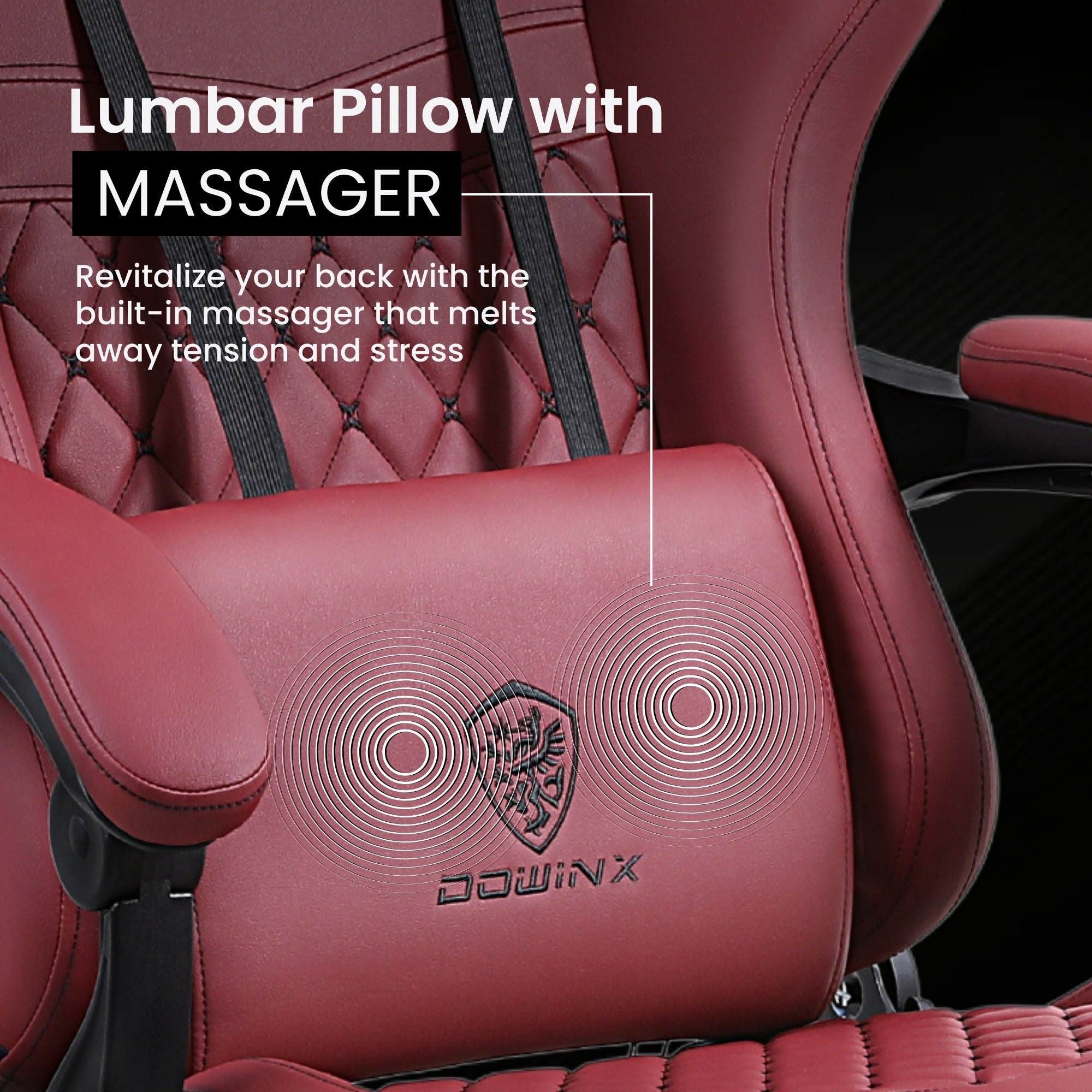Dowinx Premium Leather Gaming Chair (Red) | LinkArm | Massage Cushion | Footrest