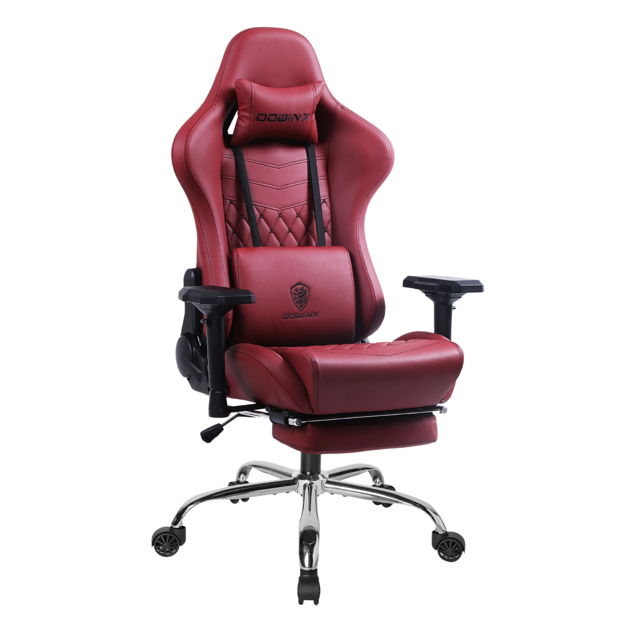 Dowinx Premium Leather Gaming Chair (Red) | 4D Arm | Massage Cushion | Footrest