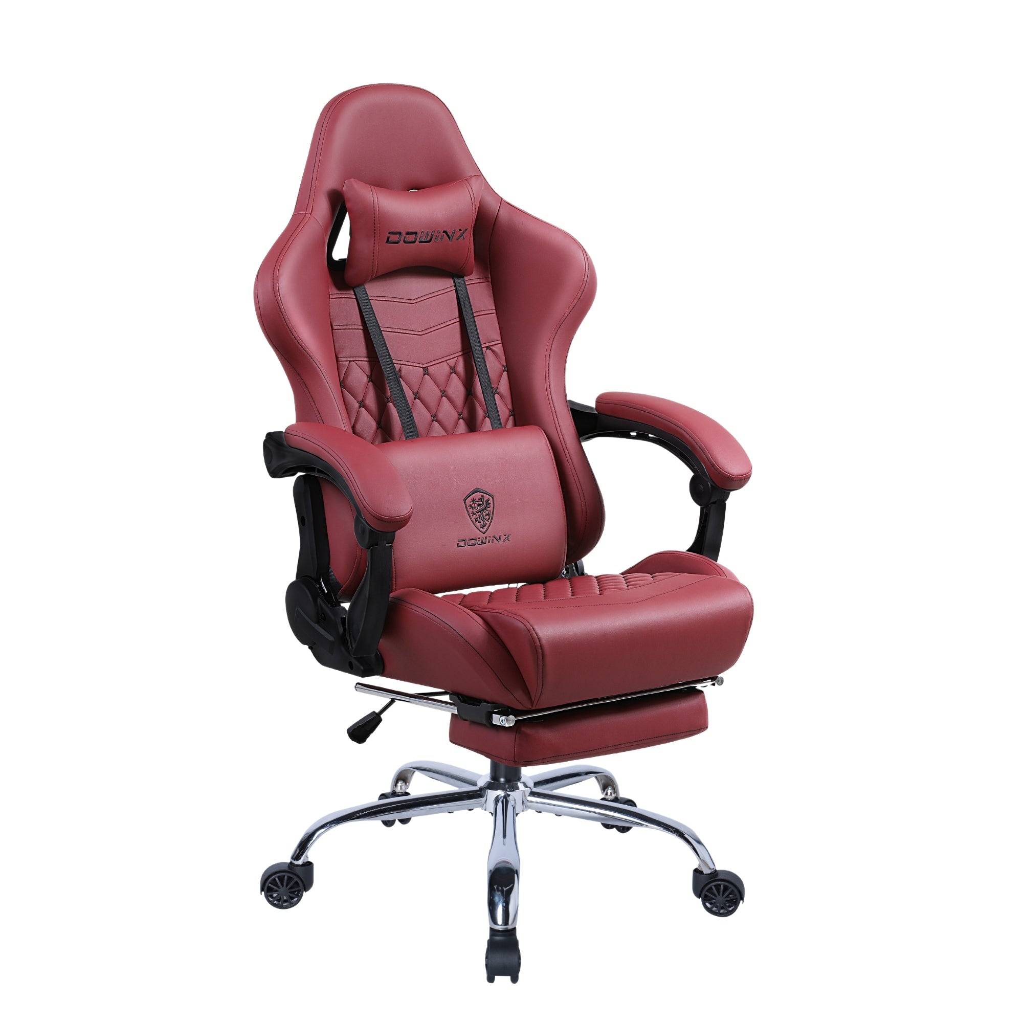 Dowinx Premium Leather Gaming Chair (Red) | LinkArm | Massage Cushion | Footrest