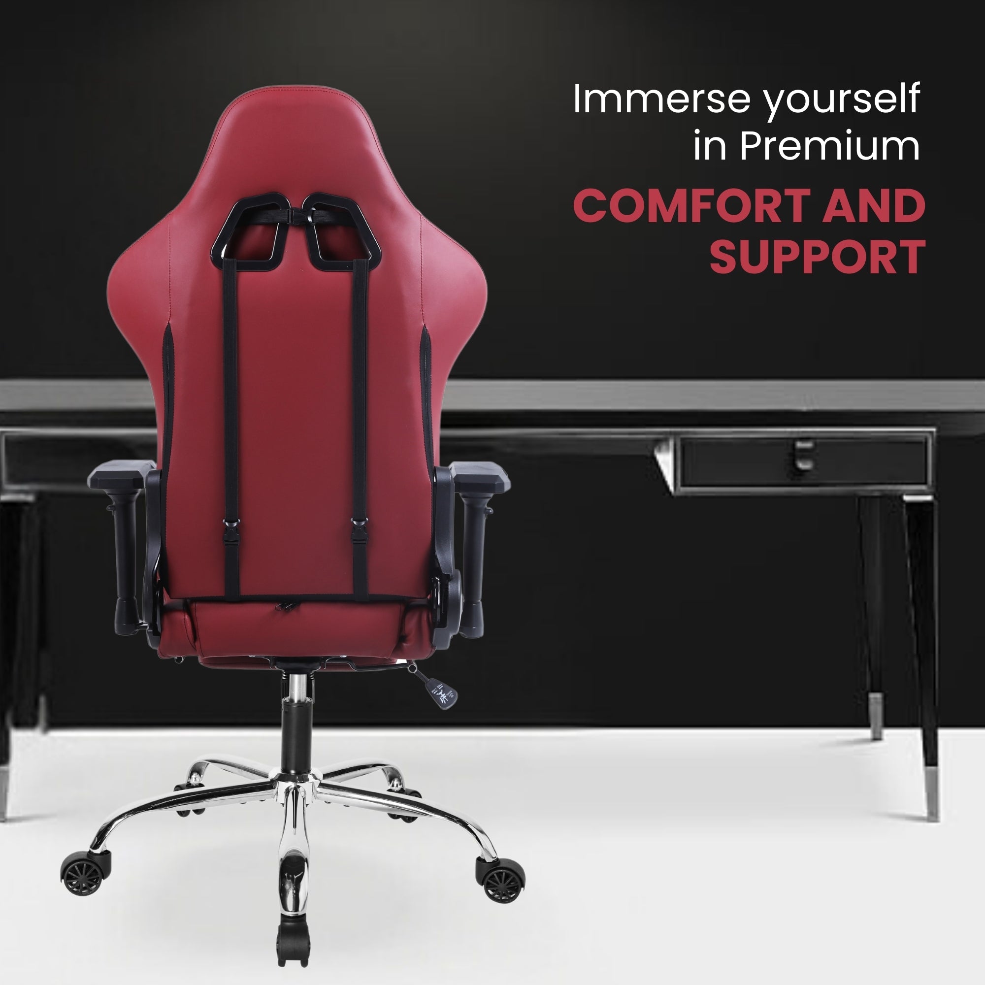 Dowinx Premium Leather Gaming Chair (Red) | 4D Arm | Massage Cushion | Footrest