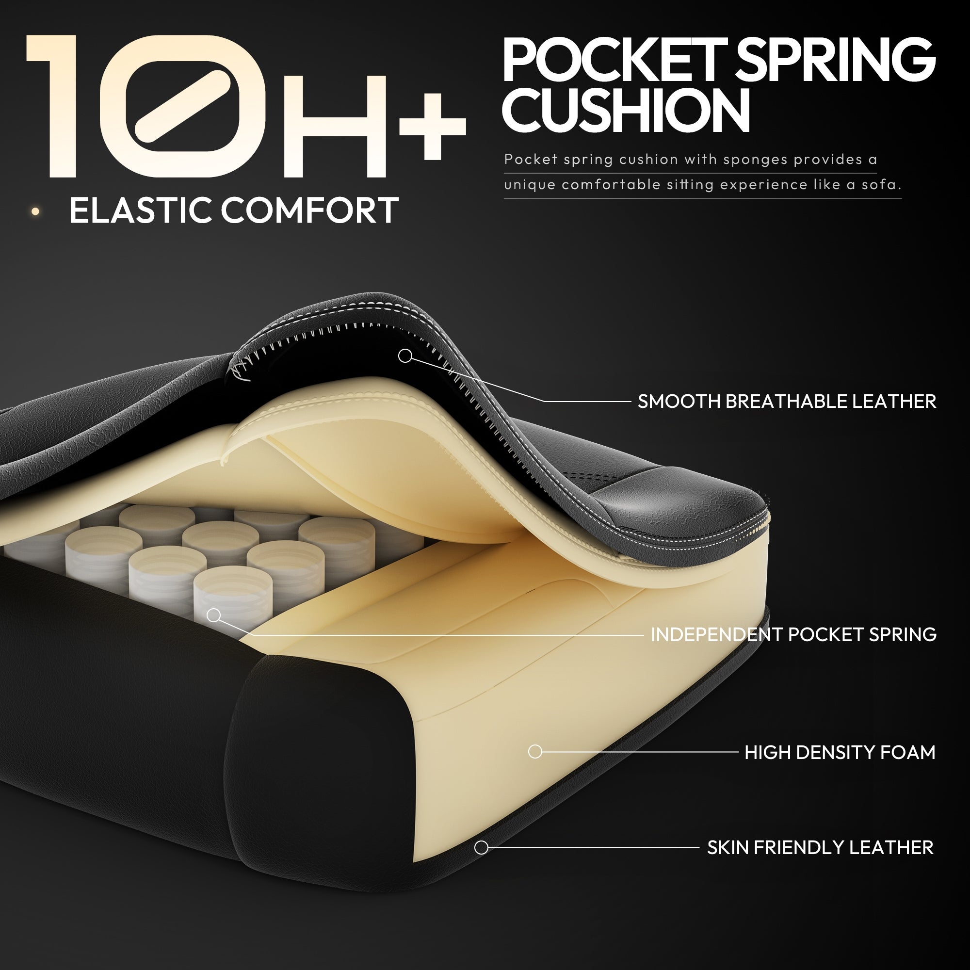 Dowinx Premium Leather Gaming Chair (Black) | LinkArm | Massage Cushion | Footrest