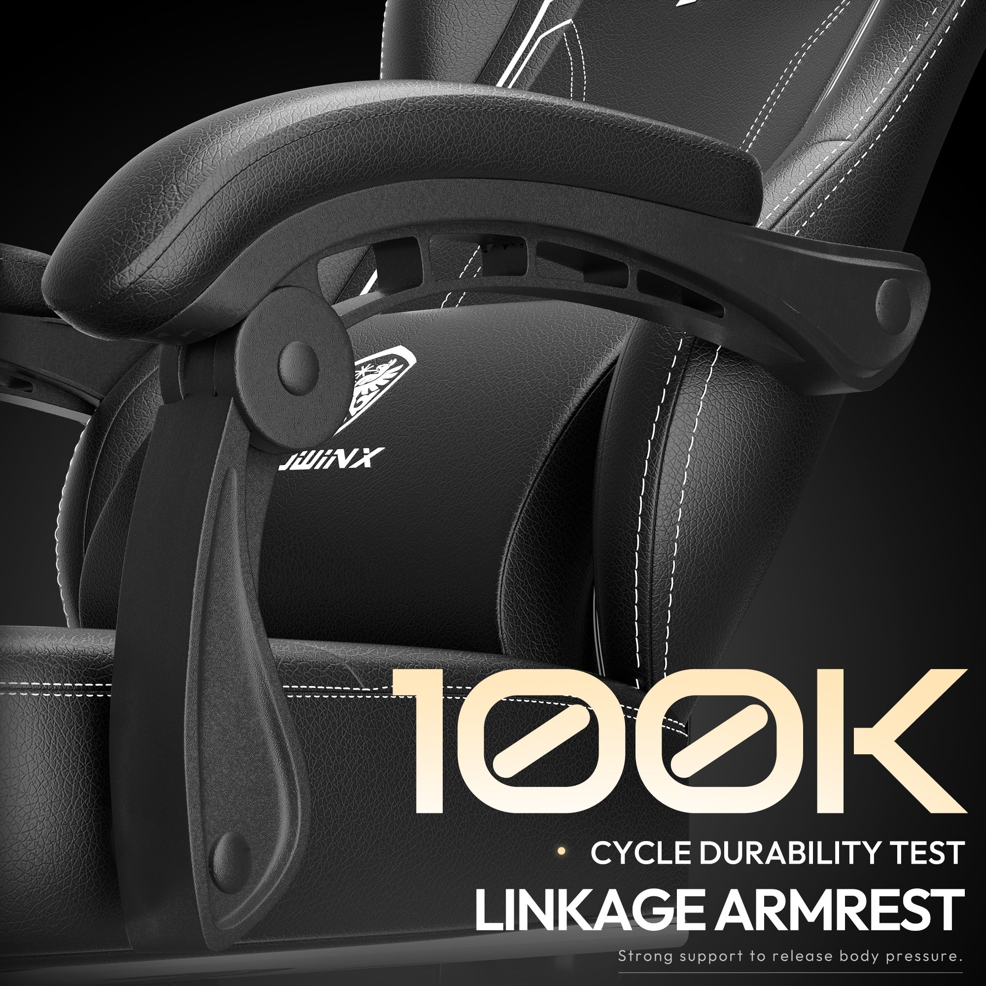 Dowinx Premium Leather Gaming Chair (Black) | LinkArm | Massage Cushion | Footrest
