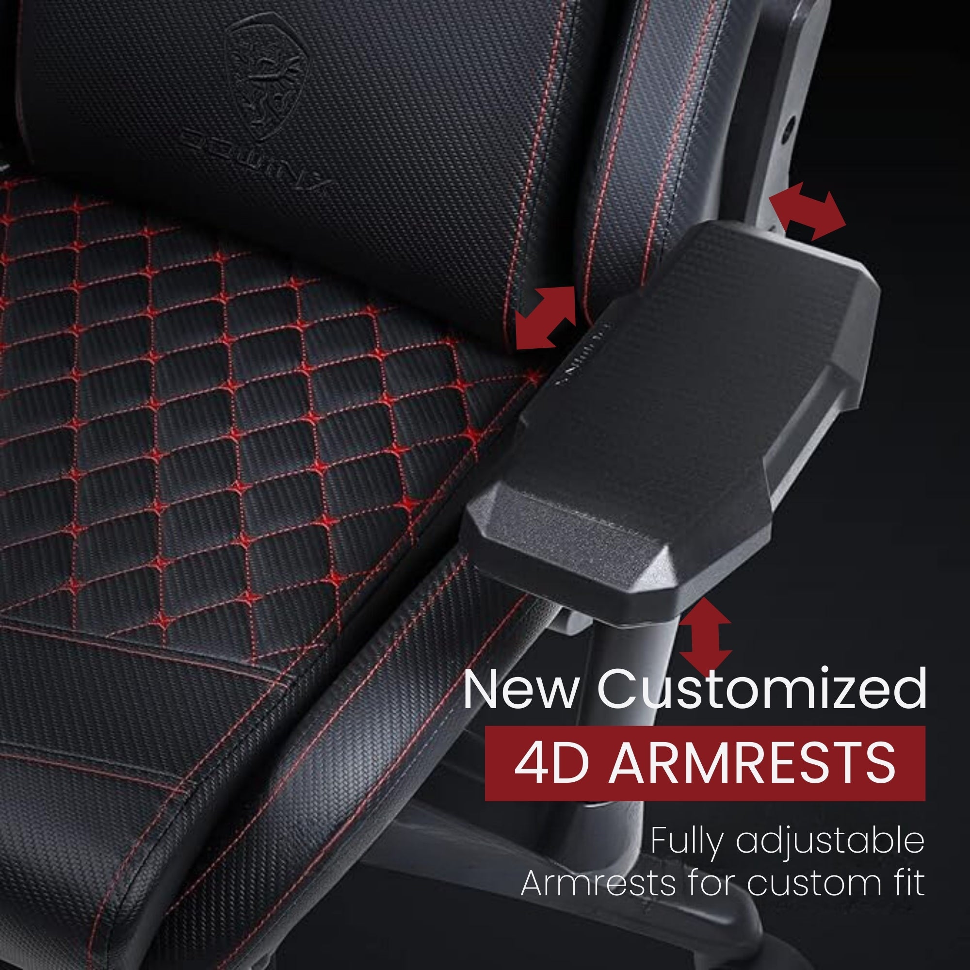 Dowinx Premium Leather Gaming Chair (Black) | 4D Arm | Massage Cushion | Footrest